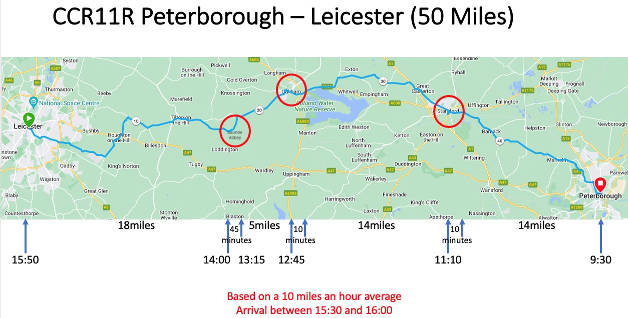 Cycle route from Peterborough to Leicester